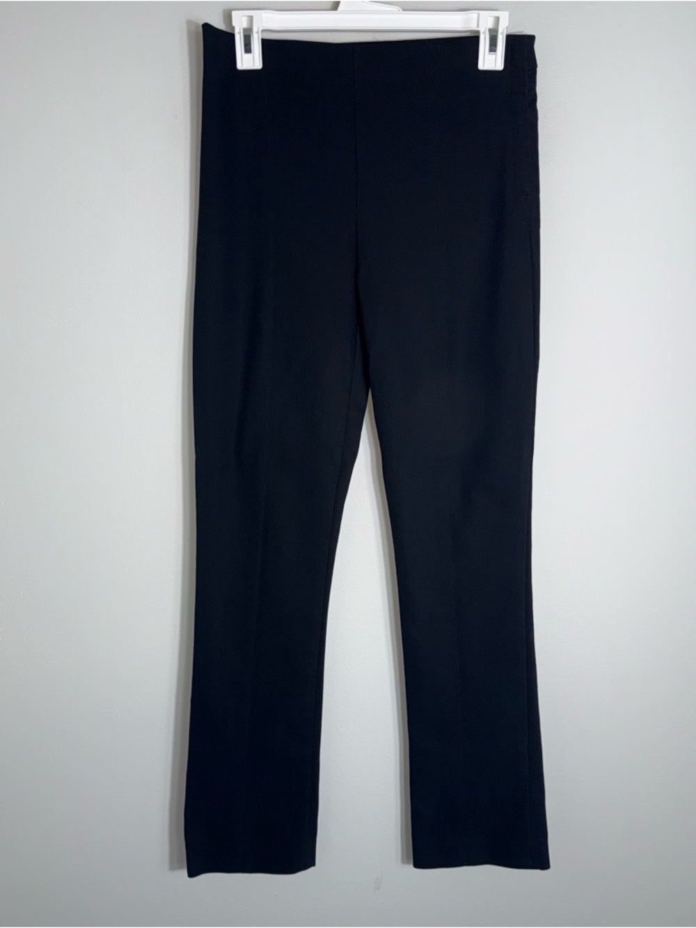 M.M. Lafleur Women's Straight Leg Flat Front Pants-Black-Stretch-Size 6